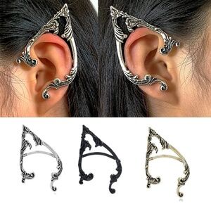Antique Elf Ear Cuff, Antique Silver, Bronze, Black, piercing